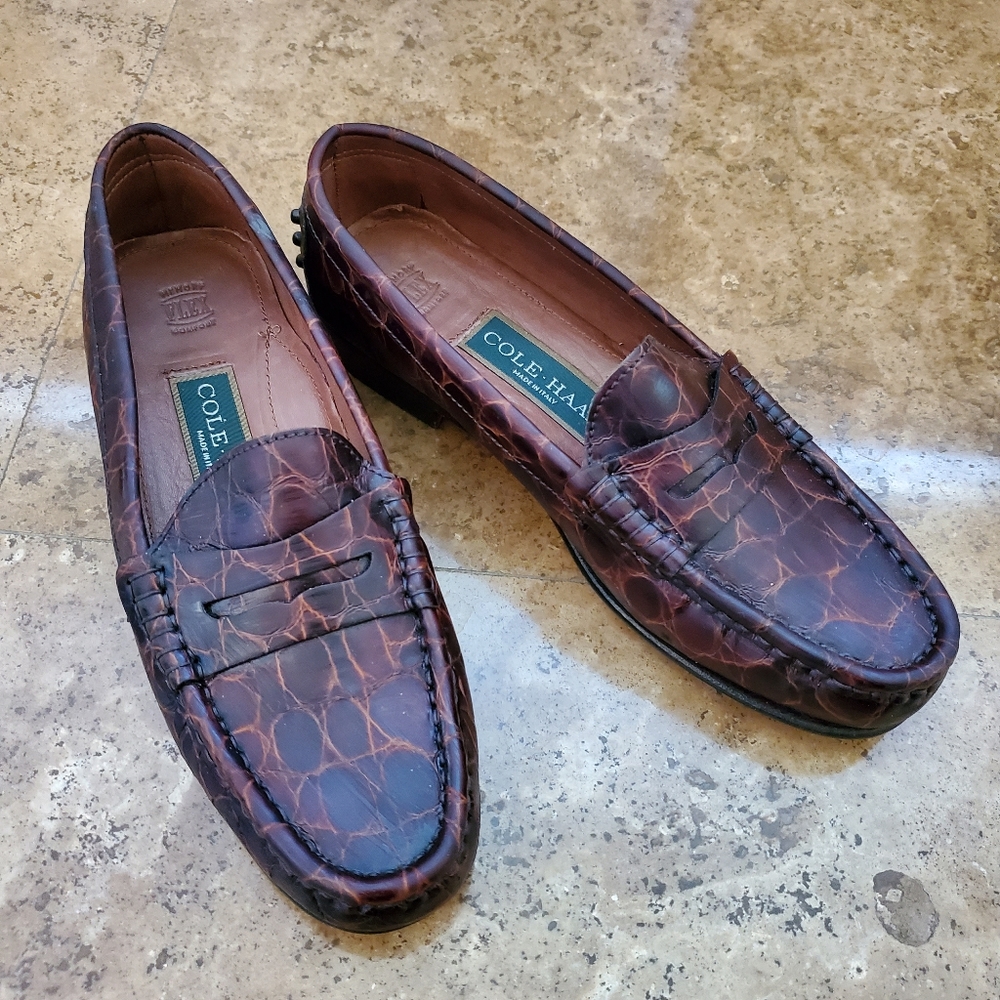 Cole Haan Shoes | Cole Haan Snake Print Loafer | Color: Brown | Size: 5 1/2